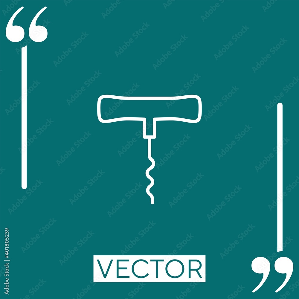 Poster corkscrew bottle vector icon linear icon. editable stroke line