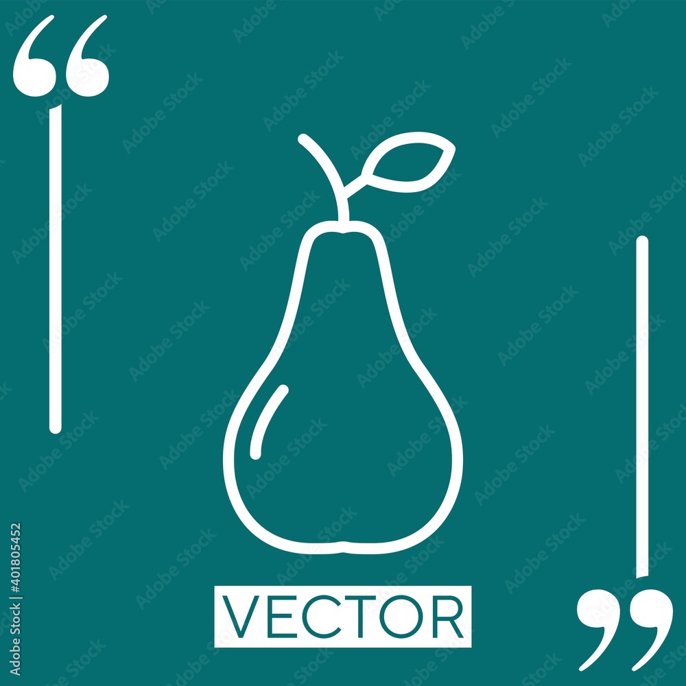 Poster pear with leaf vector icon linear icon. editable stroke line