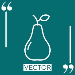 pear with leaf vector icon Linear icon. Editable stroke line