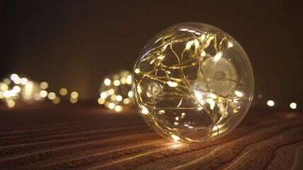 Garland, glowing glass balls, holiday home decoration
