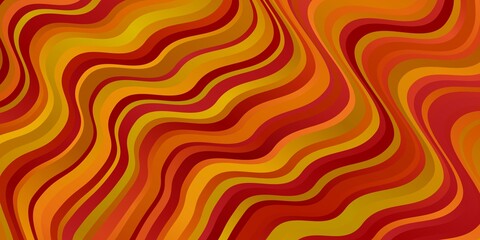 Light Red, Yellow vector background with bent lines.