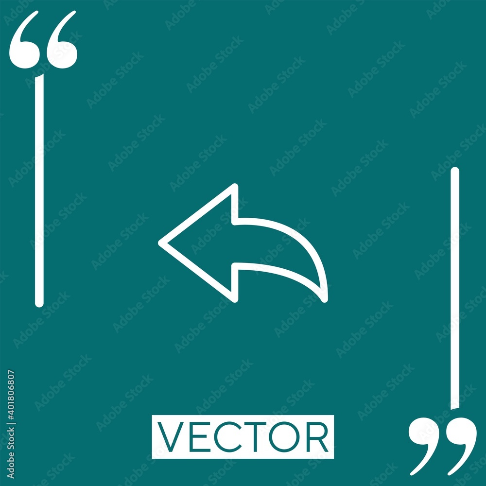 Poster arrow curved to the left vector icon linear icon. editable stroke line