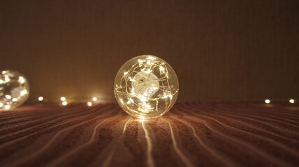 Beautiful glass glowing balls, festive home decor