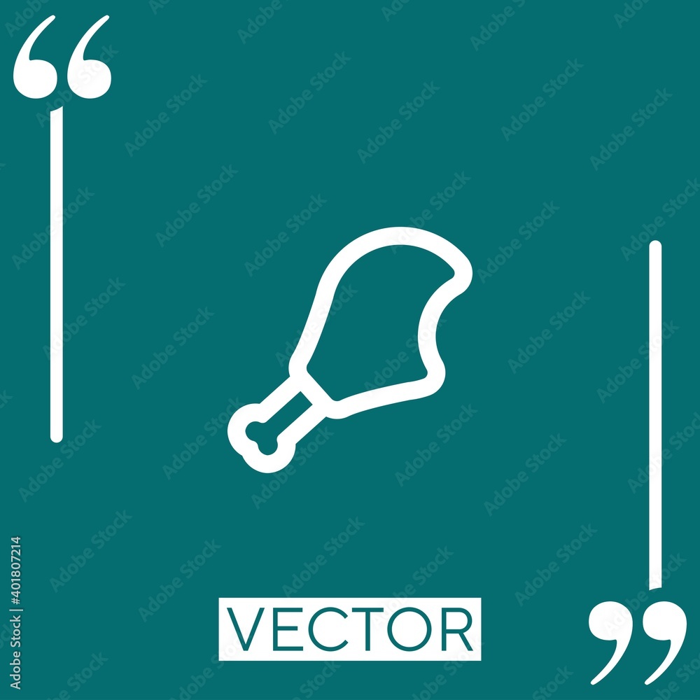 Poster chicken leg outline with a bite vector icon linear icon. editable stroke line
