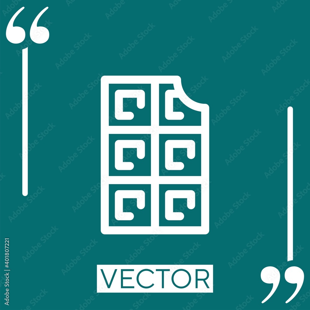 Aufkleber chocolate tablet with bite vector icon linear icon. editable stroke line