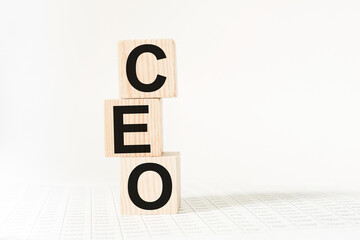 a word CEO on wooden cubes. business concept. business and Finance