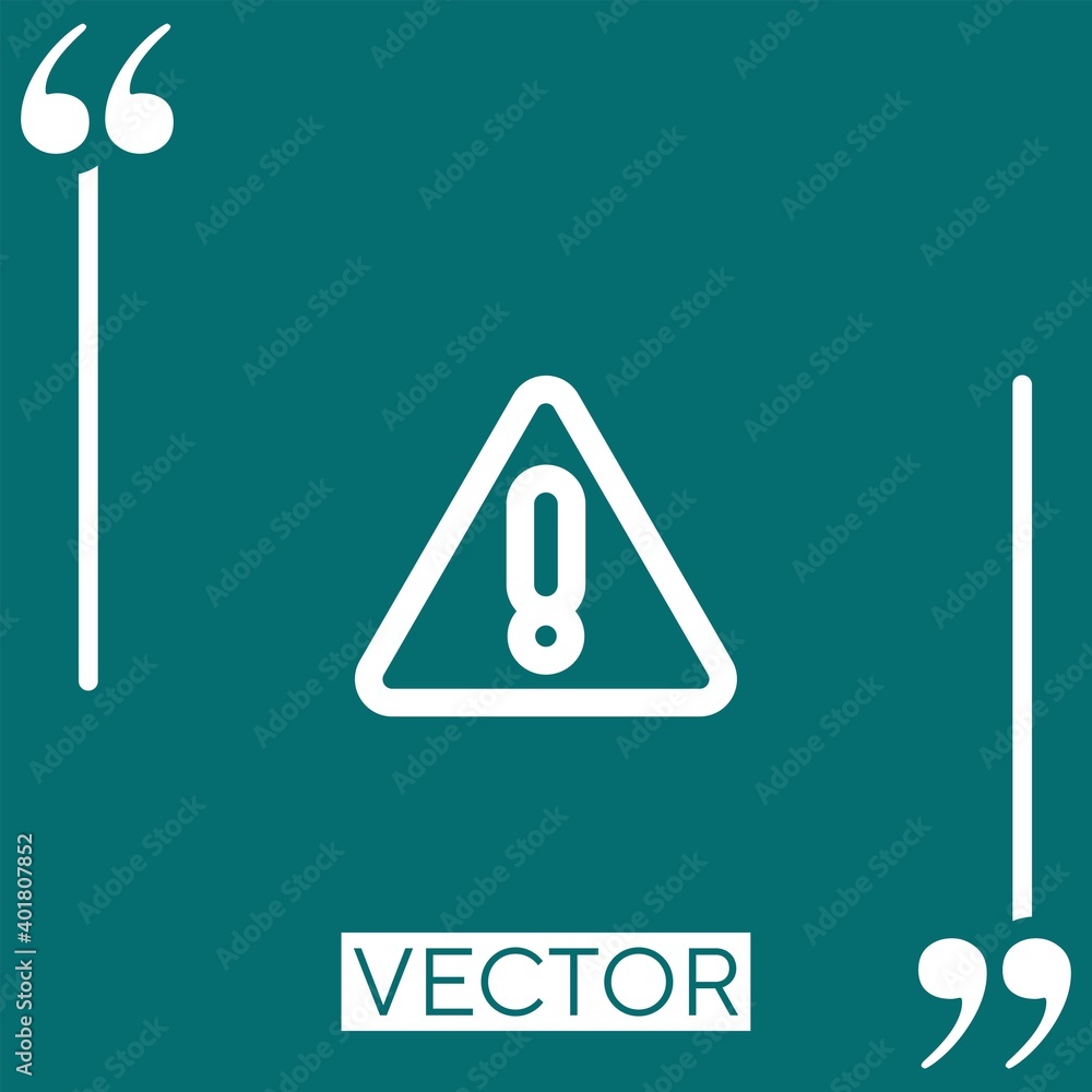 Poster exclamation in triangular outlined signal vector icon linear icon. editable stroke line
