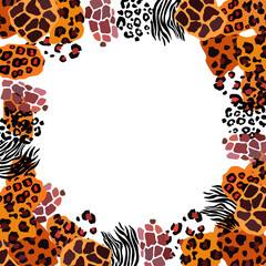 Animal vector frame. Abstract border on white background