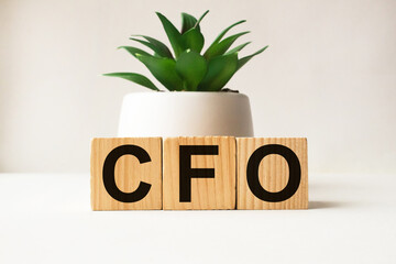 a word CFO on wooden cubes. business concept. business and Finance