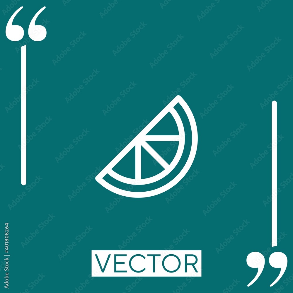 Poster inclined slice of lemon vector icon linear icon. editable stroke line