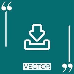 inbox download outlined button vector icon Linear icon. Editable stroke line