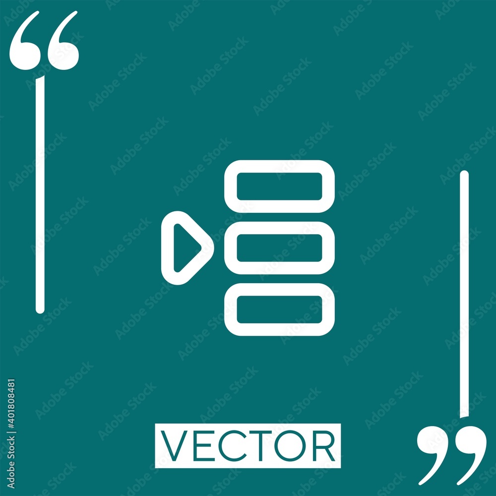 Poster list interface button with an arrow vector icon linear icon. editable stroke line