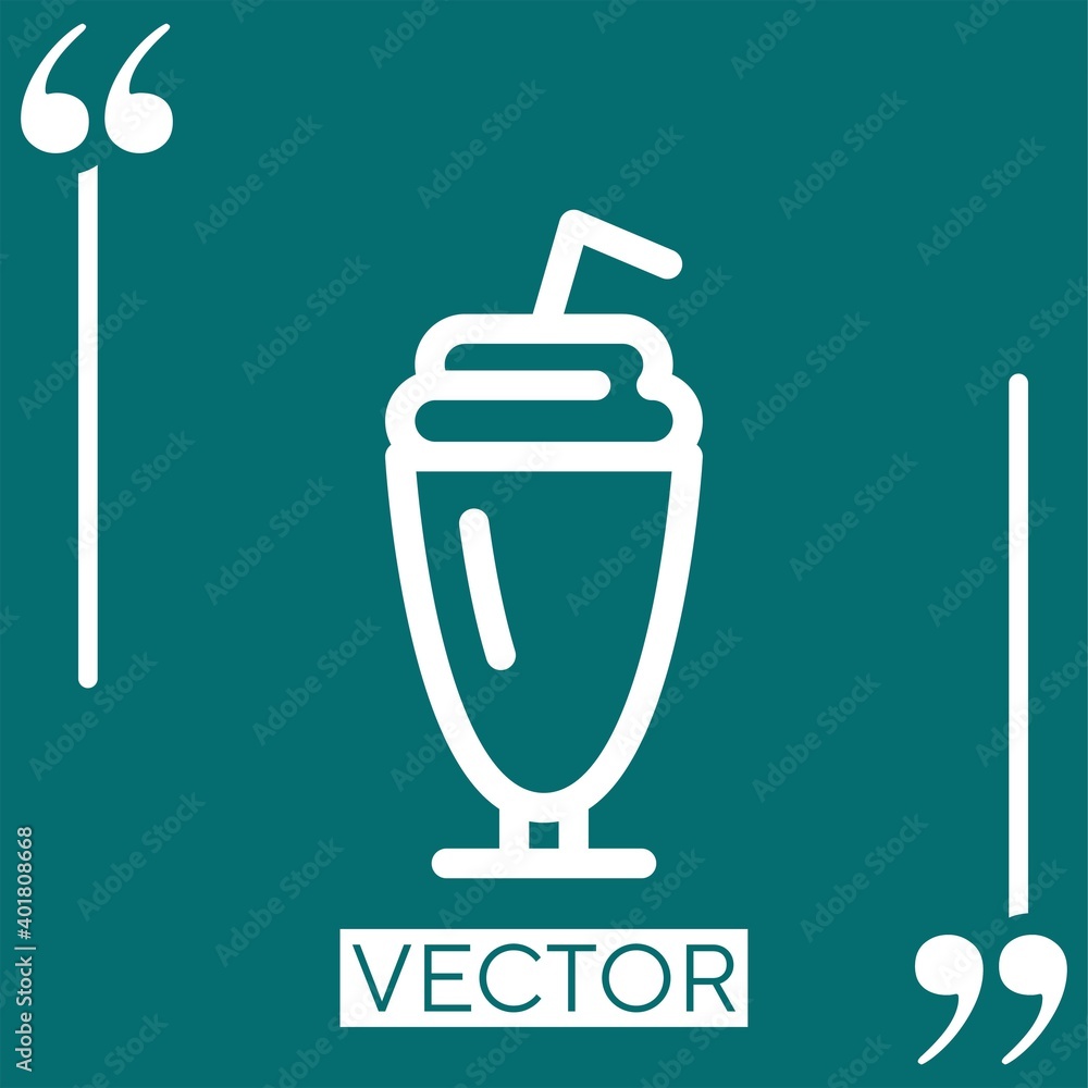 Poster milkshake with straw vector icon linear icon. editable stroke line