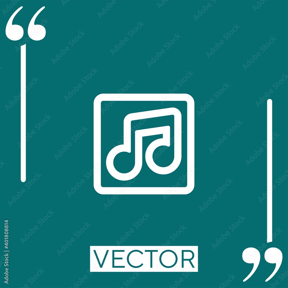 Poster musical note outlined button square vector icon linear icon. editable stroke line