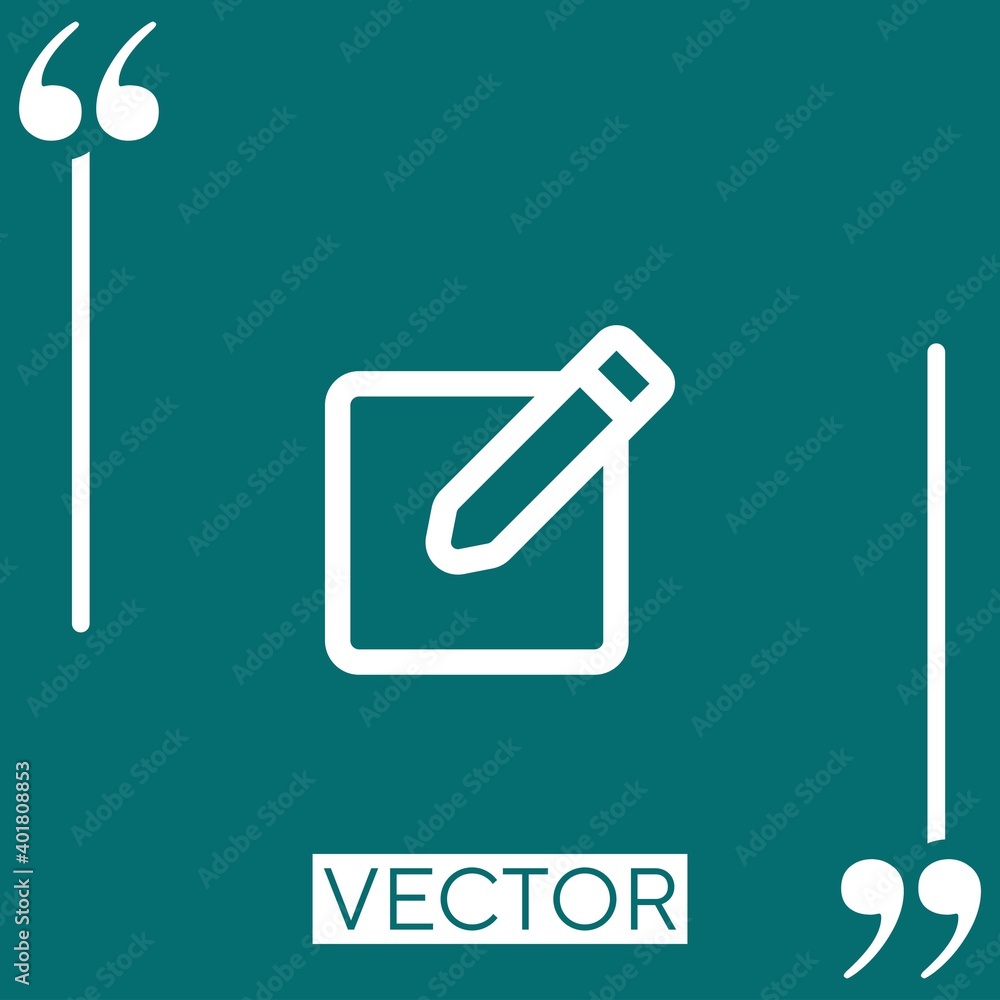 Poster note square outlined button with a pencil vector icon linear icon. editable stroke line