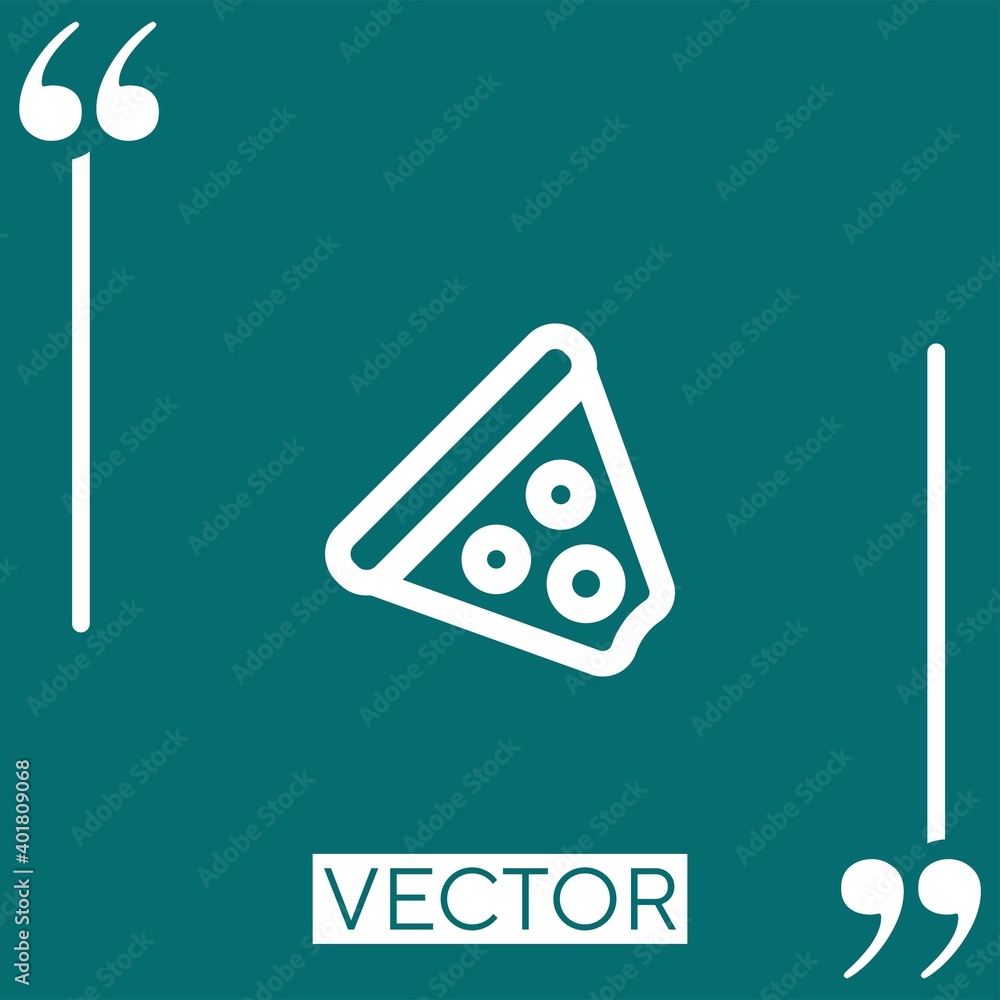 Poster pizza triangular bitten piece outline vector icon Linear icon. Editable stroke line