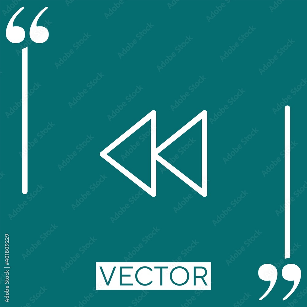 Poster rewind control button vector icon Linear icon. Editable stroke line