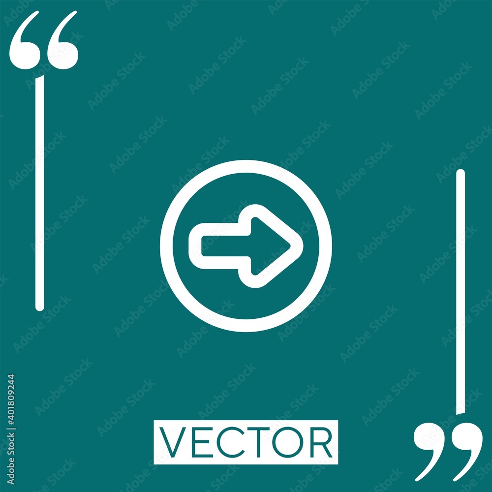 Poster right arrow in a circle outline vector icon linear icon. editable stroke line