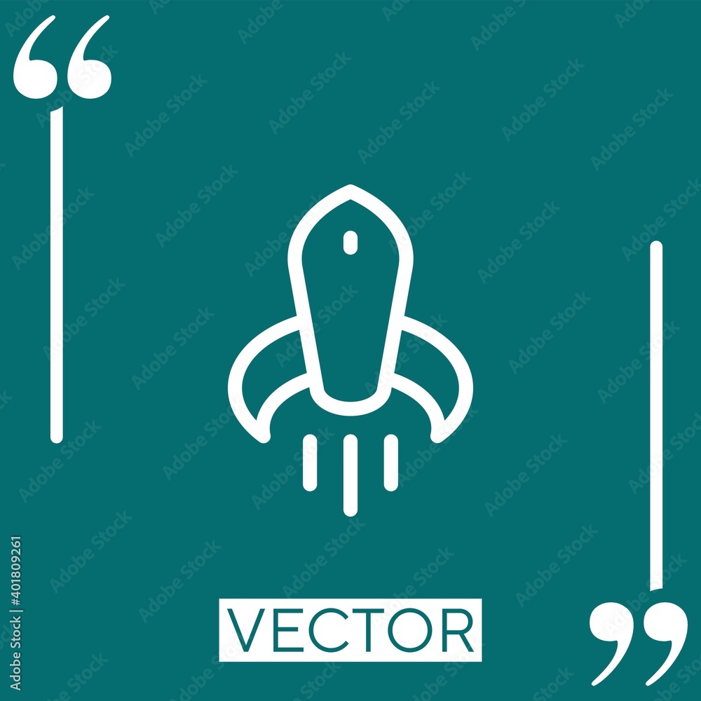 Poster rocket launch vector icon linear icon. editable stroke line