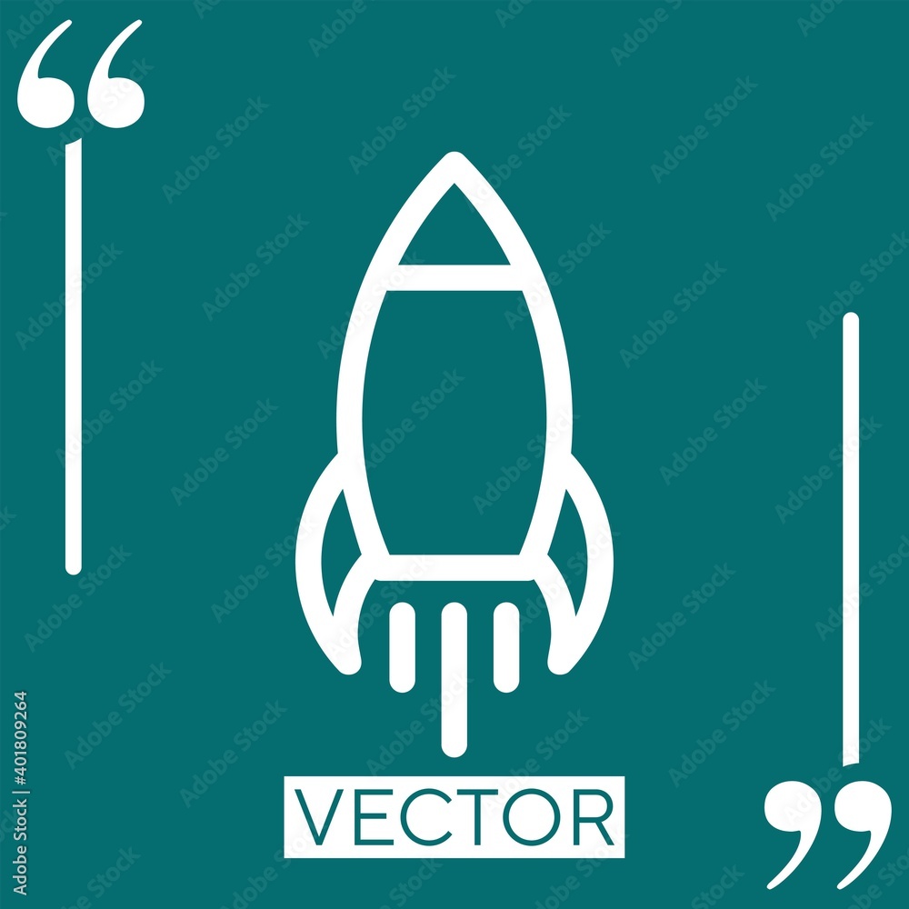 Poster rocket launch vector icon linear icon. editable stroke line