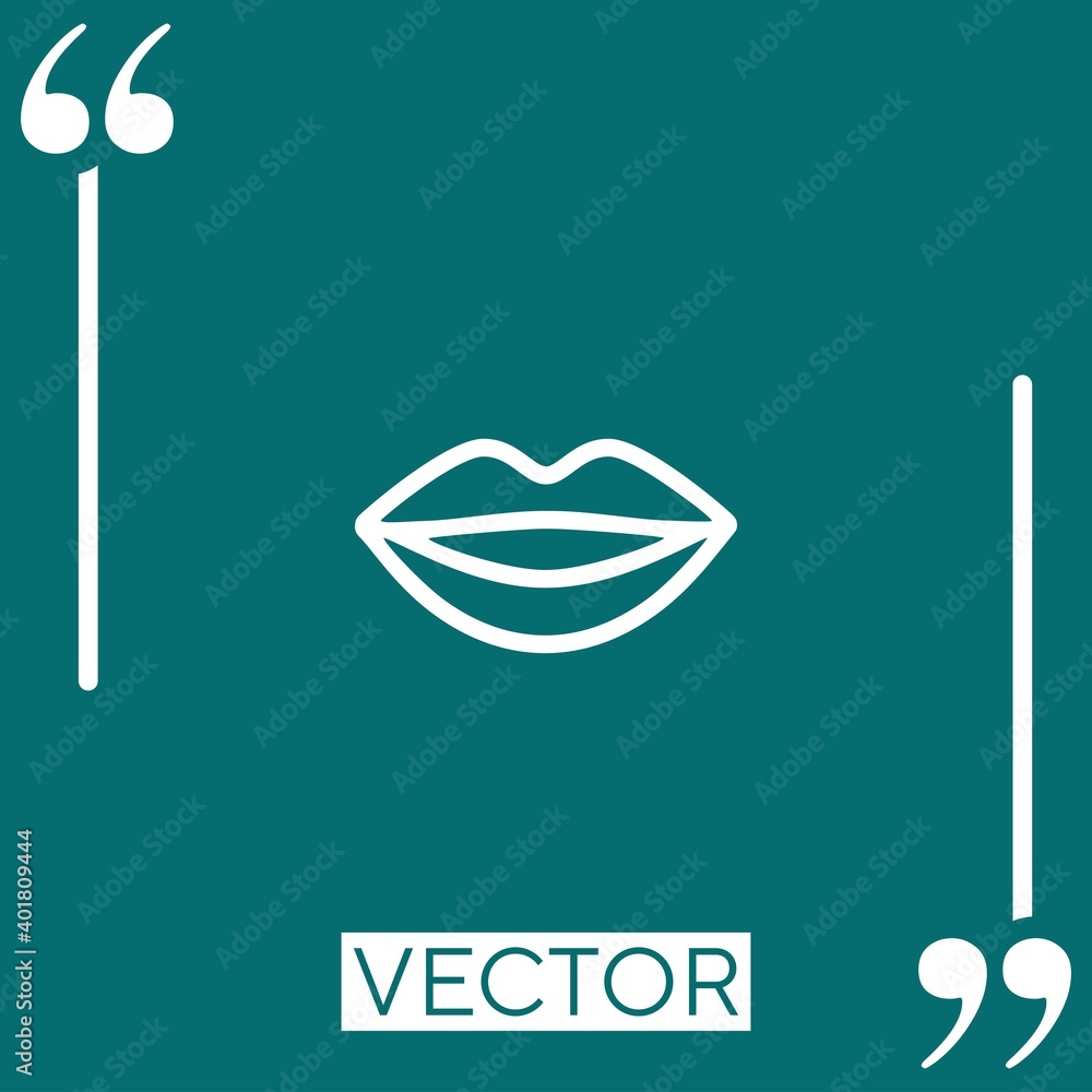 Poster smiling lips vector icon linear icon. editable stroke line