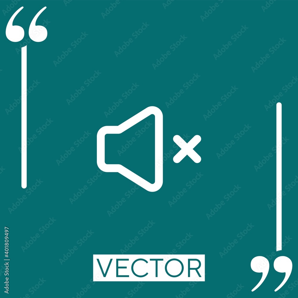 Poster speaker silent outline with a cross vector icon linear icon. editable stroke line
