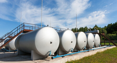Oil industry. Oil Storage Tanks for petroleum products at the refinery.
