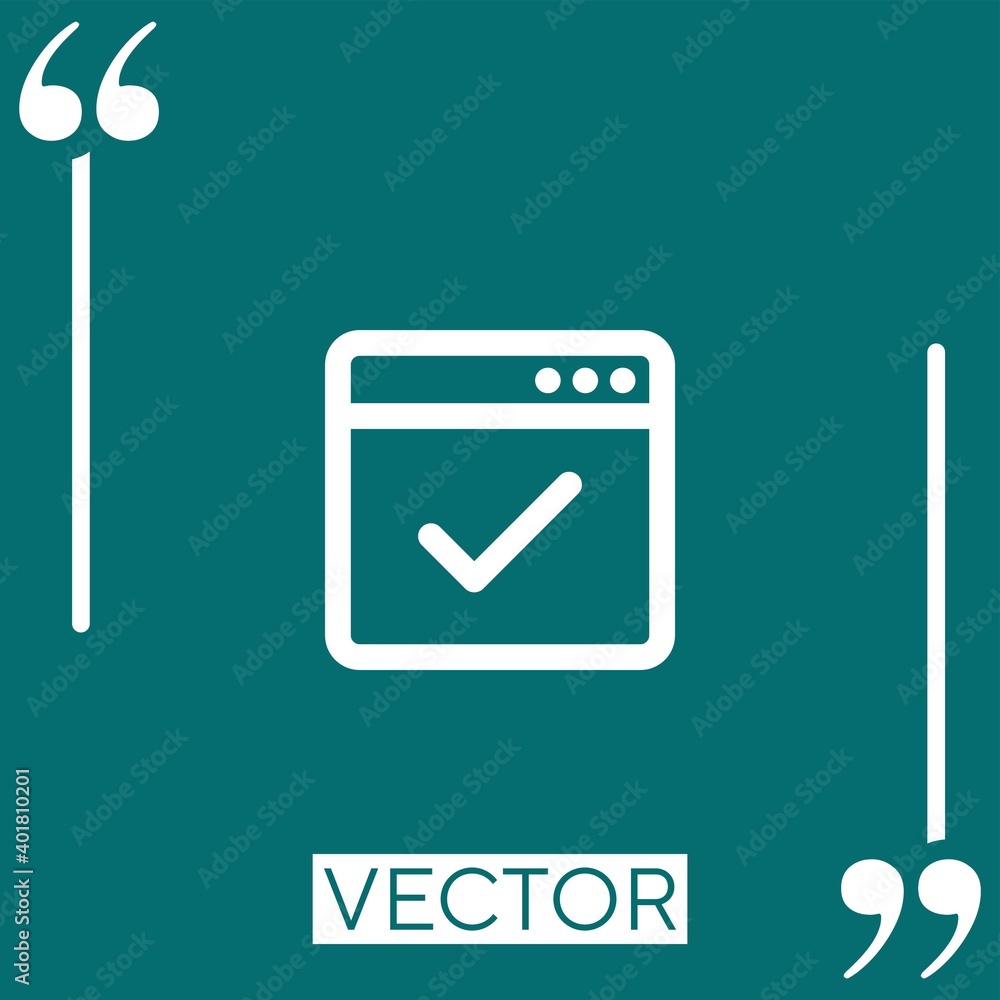 Poster verification window button vector icon linear icon. editable stroke line