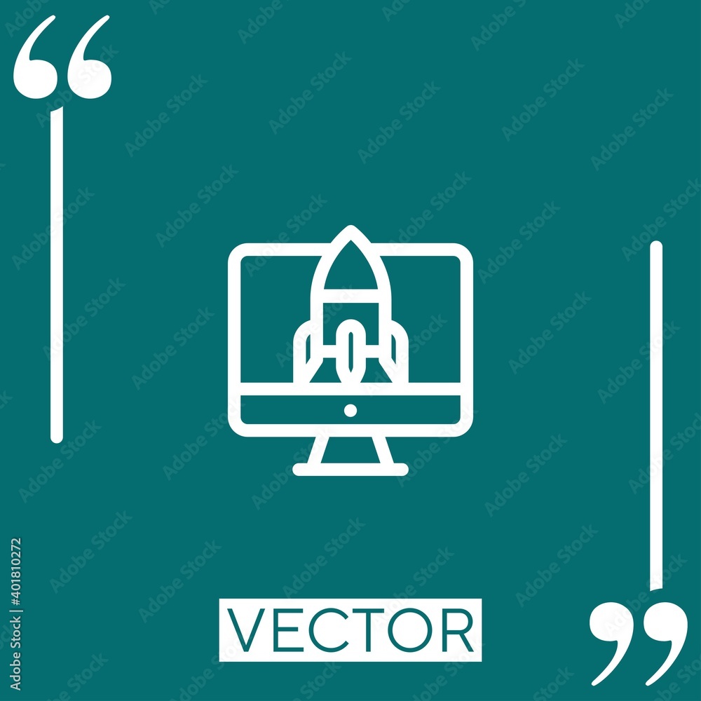 Poster web startup vector icon linear icon. editable stroke line