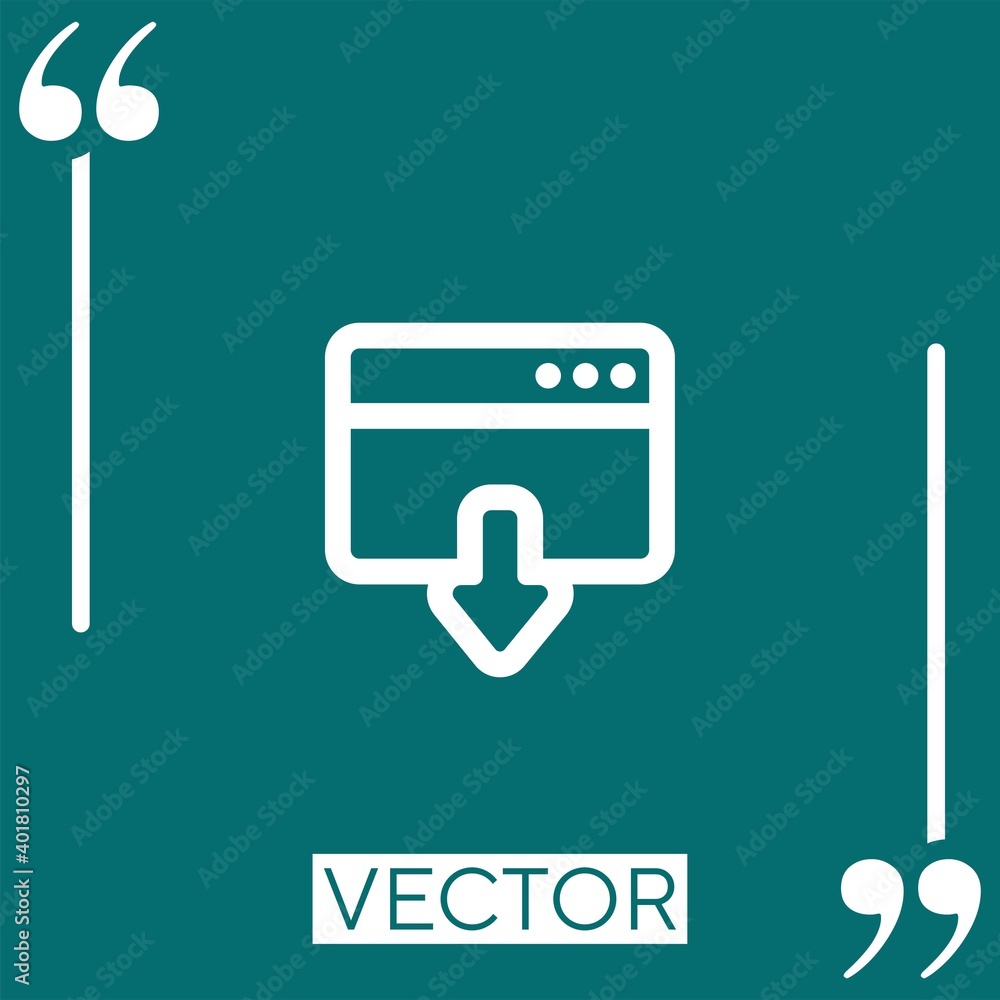 Poster window download interface outlined sign vector icon linear icon. editable stroke line