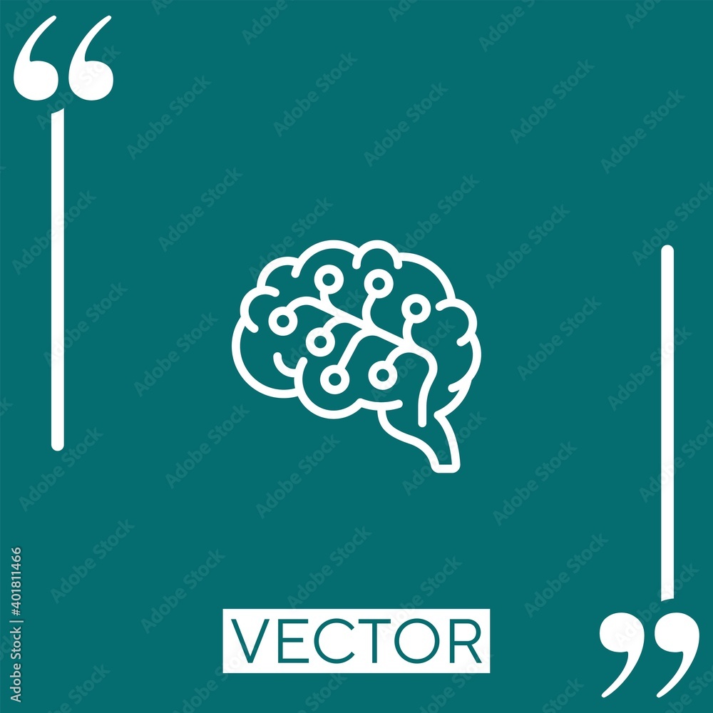 Poster brain vector icon linear icon. editable stroke line
