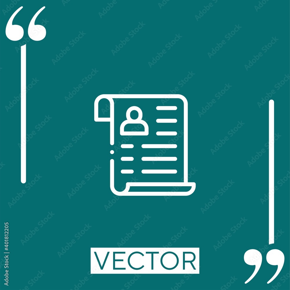Poster cv vector icon linear icon. editable stroked line
