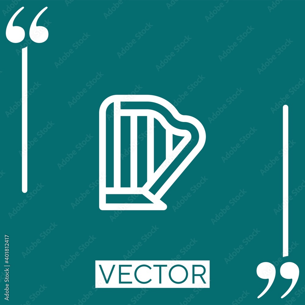 Poster harp vector icon linear icon. editable stroked line