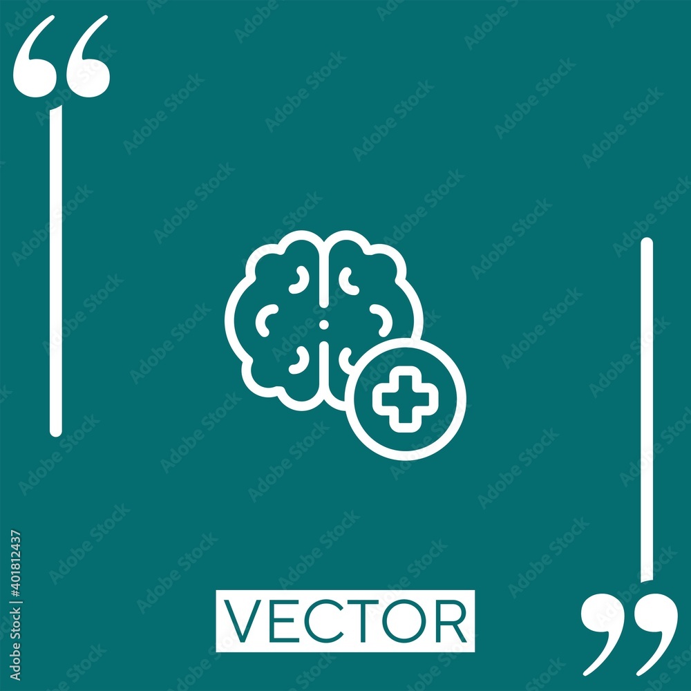 Poster human brain vector icon linear icon. editable stroked line