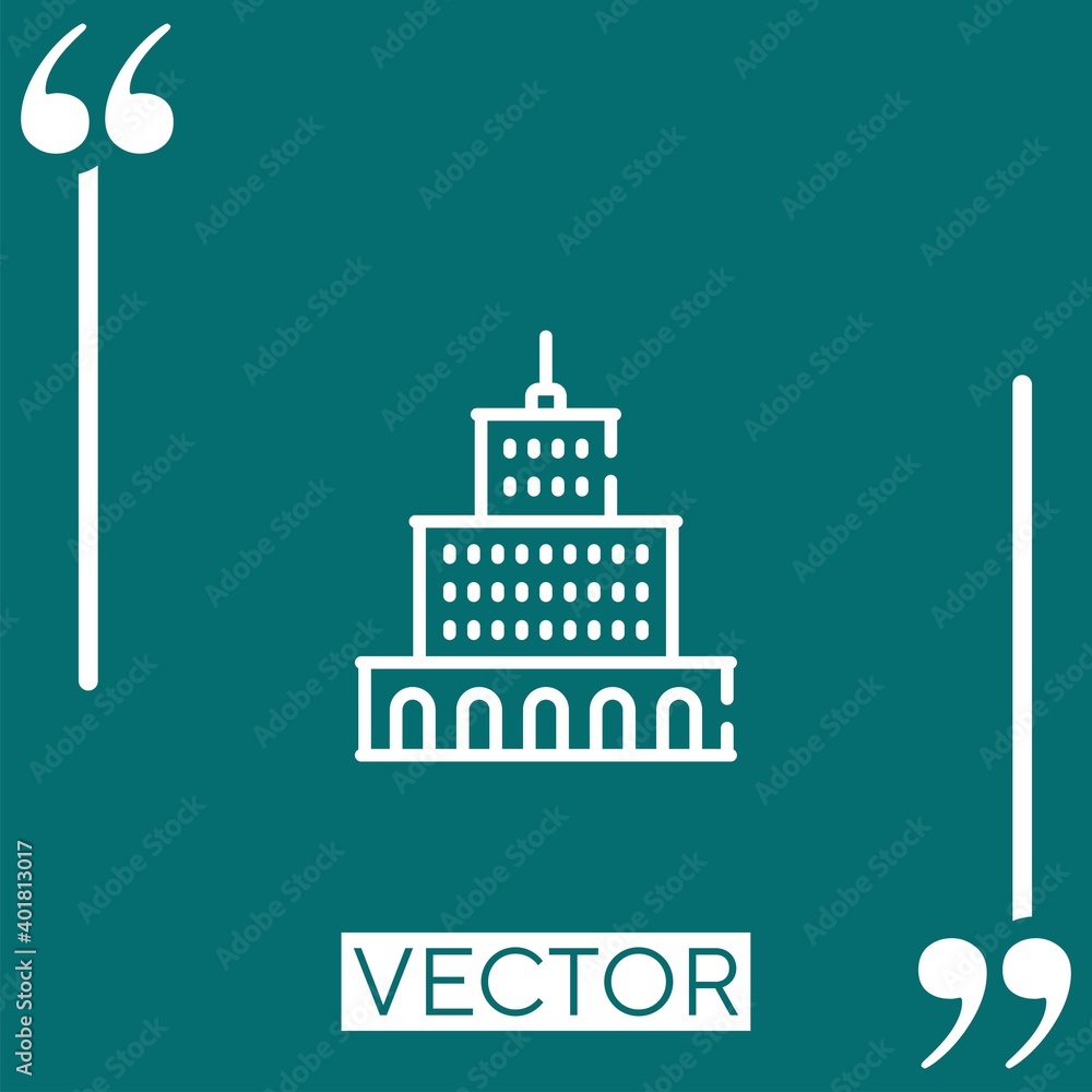 Poster building vector icon linear icon. editable stroke line