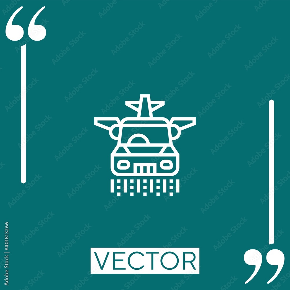 Poster flying car vector icon linear icon. editable stroke line