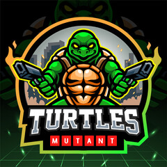 Turtle gunners mascot. esport logo design
