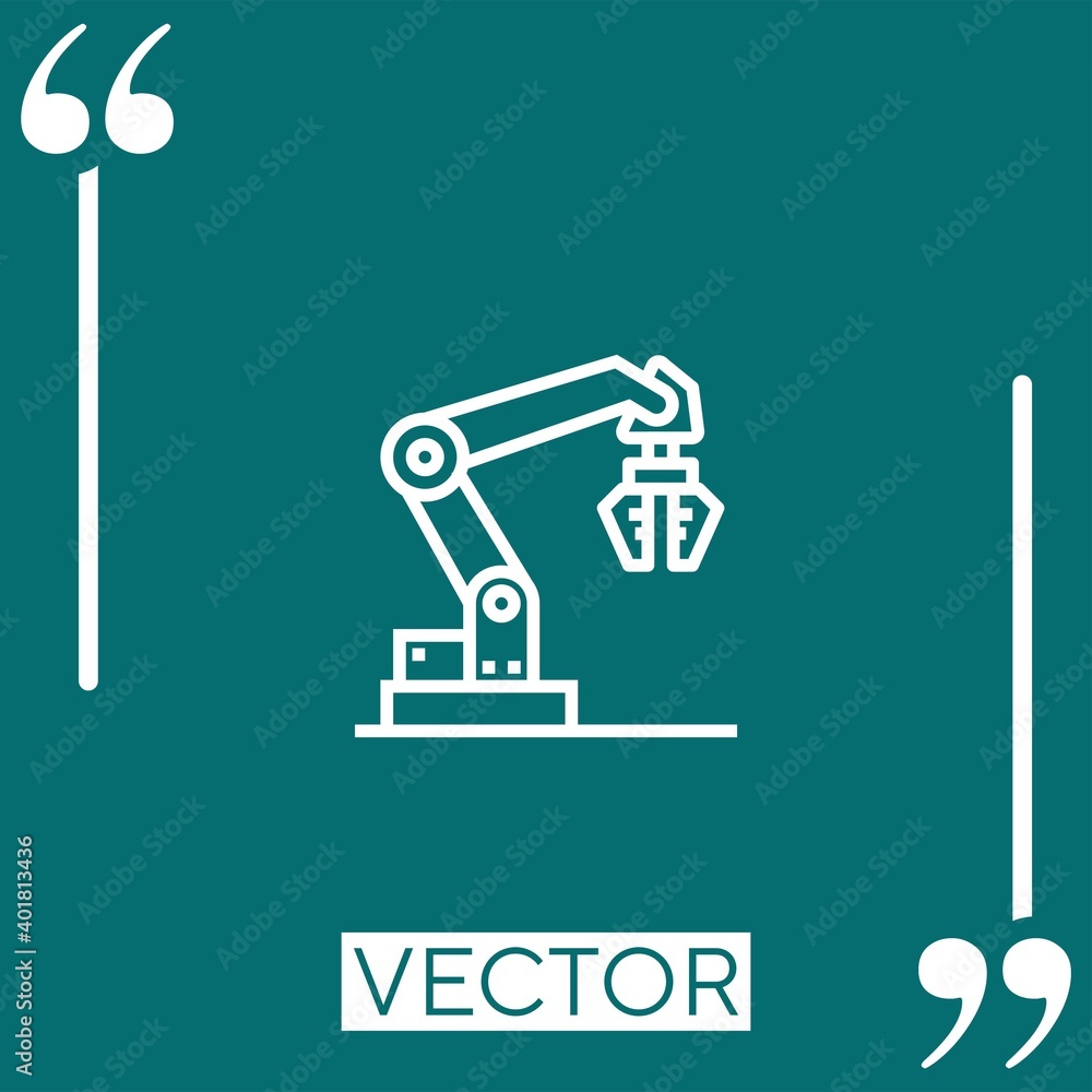 Poster mechanical arm vector icon linear icon. editable stroke line