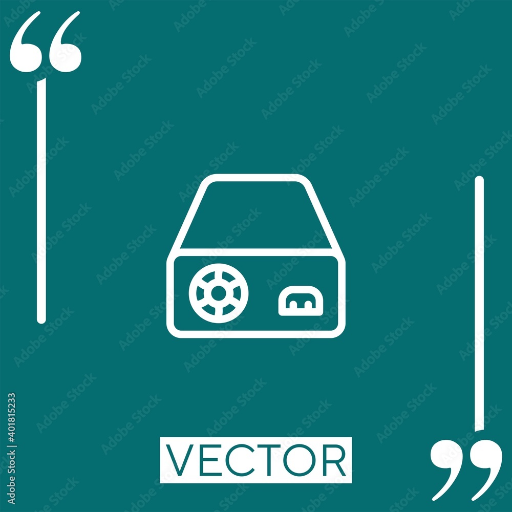 Poster power source vector icon Linear icon. Editable stroke line