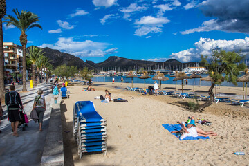 Strand in Port de Pollenca, Mallorca, Spanien