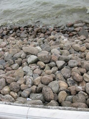 Stones on the shore of the reservoir