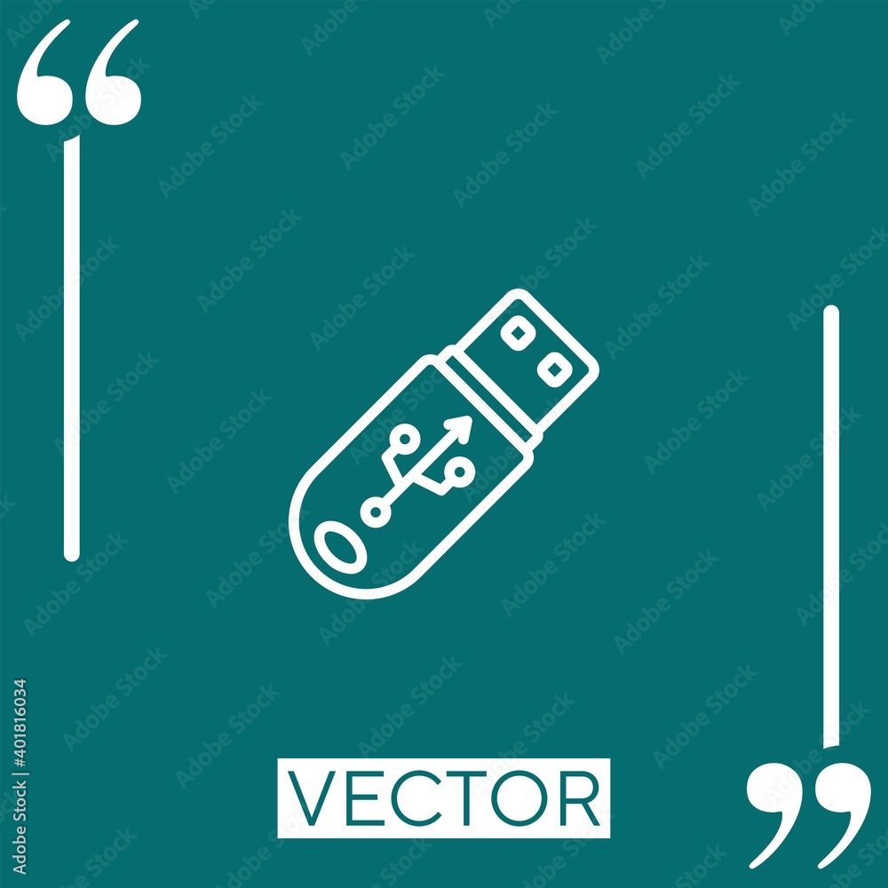 Poster pendrive vector icon linear icon. editable stroke line