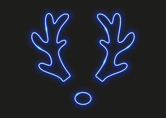Obraz premium Deer antlers in neon design. Neon sign. Luminous line in different colors.