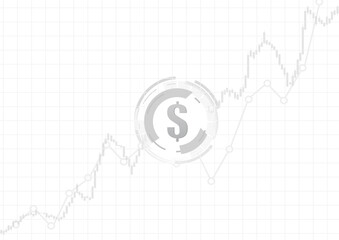 Vector : Dollar with business graph on  white background