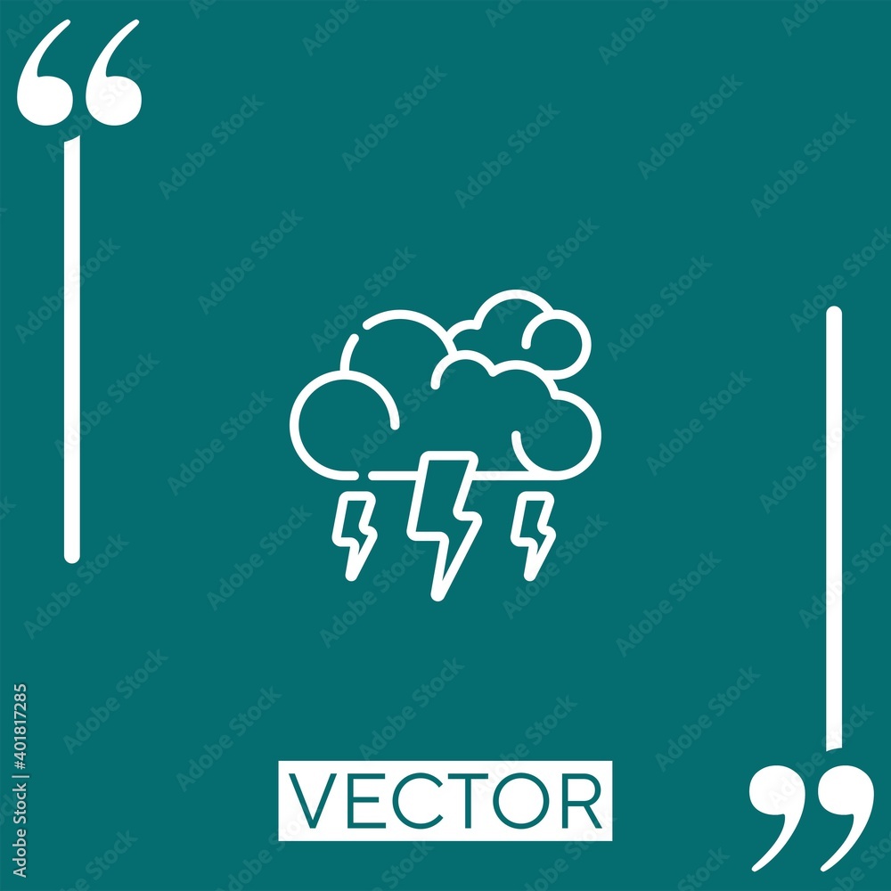 Poster thunderstorm vector icon linear icon. editable stroke line