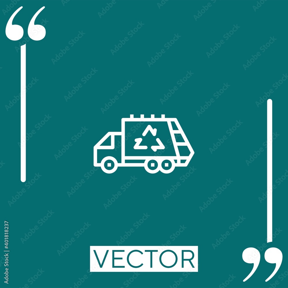 Poster garbage truck vector icon linear icon. editable stroke line