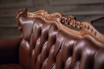 vintage brown sofa close up