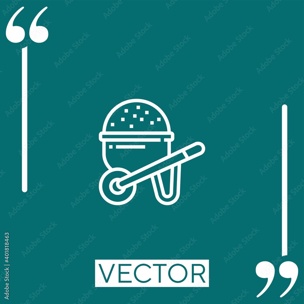 Poster wheelbarrow vector icon linear icon. editable stroke line