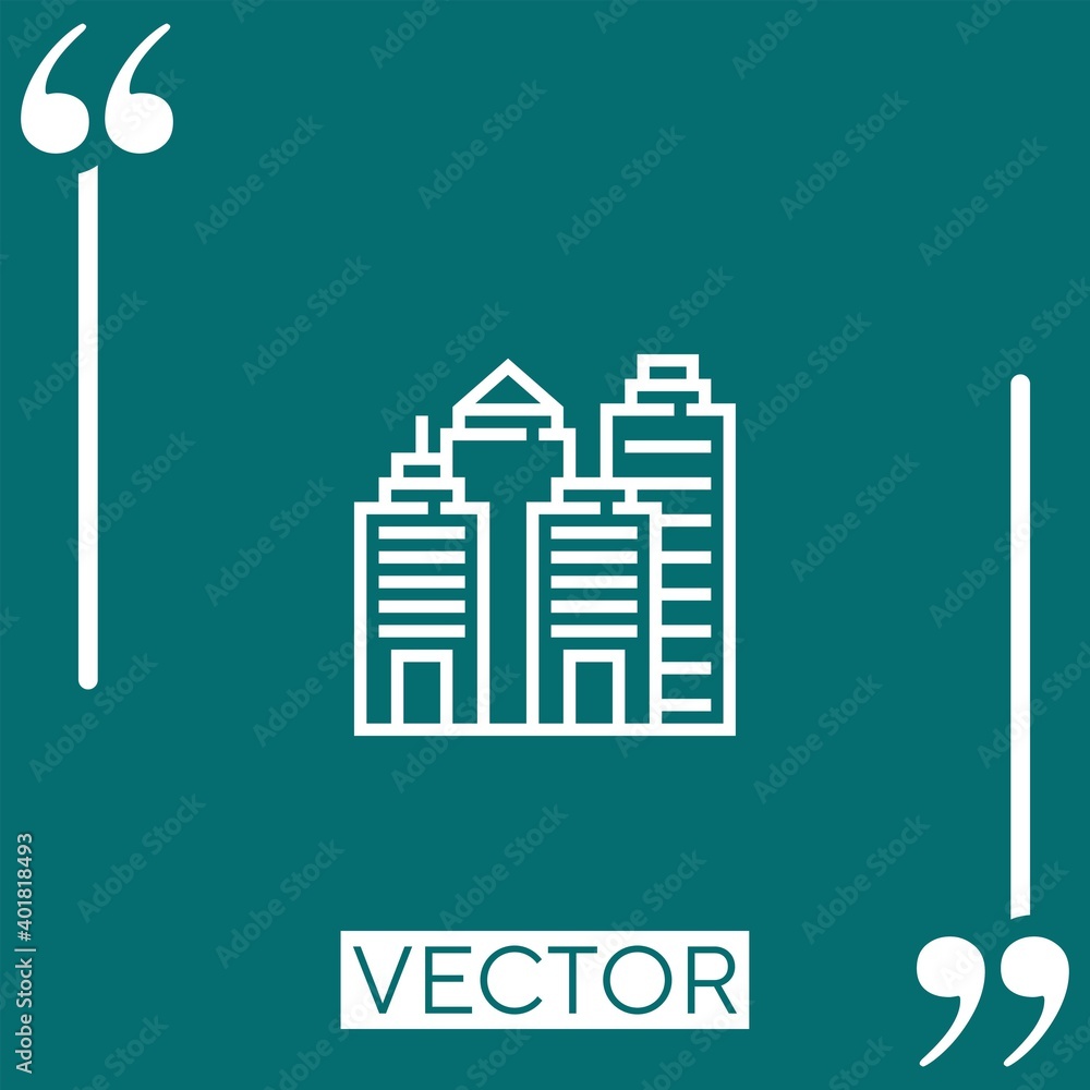 Poster building vector icon linear icon. editable stroke line
