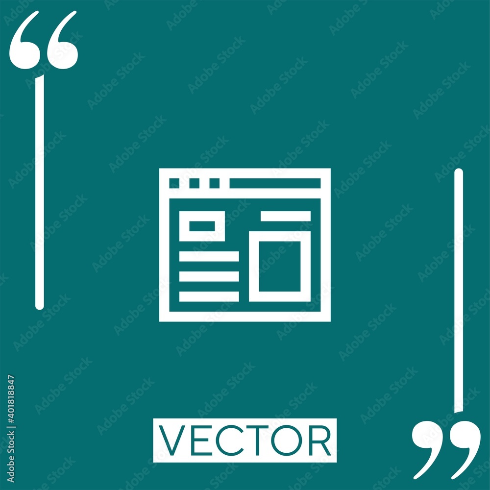Poster browser vector icon linear icon. editable stroke line